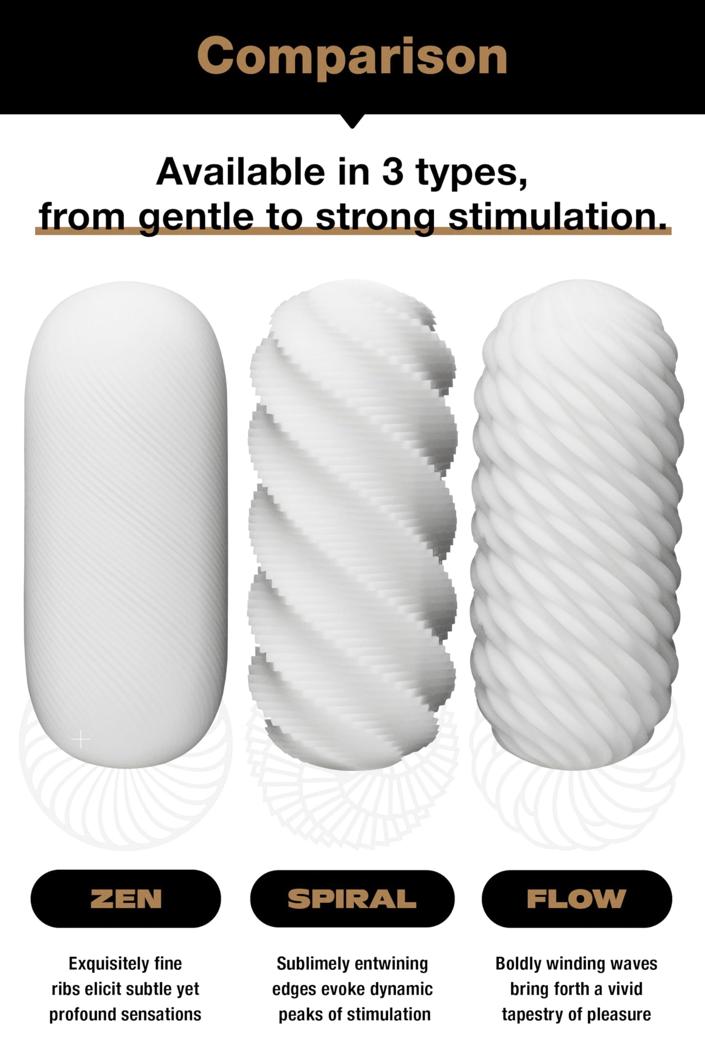 TENGA Sculpted Ecstasy 3Dx Series Zen | Adult Male Masturbator Sex Toy Stroker Device, Reusable Fine Ribbed Sleeve for Men | Made in Japan