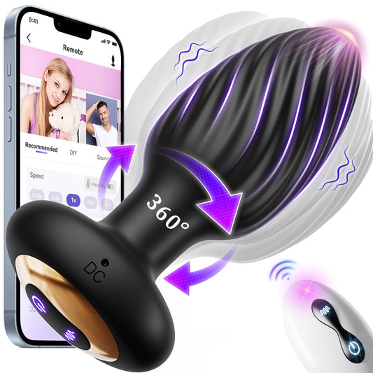 360° Rotation Adult Sex Toys for Men Prostate Massager - Swirl Surround Stimulate Prostate Point APP Remote Control, Adult Toys Anal Plug Vibrating Butt Plug with 9 Vibrating, Anal Toys Vibrator Mens