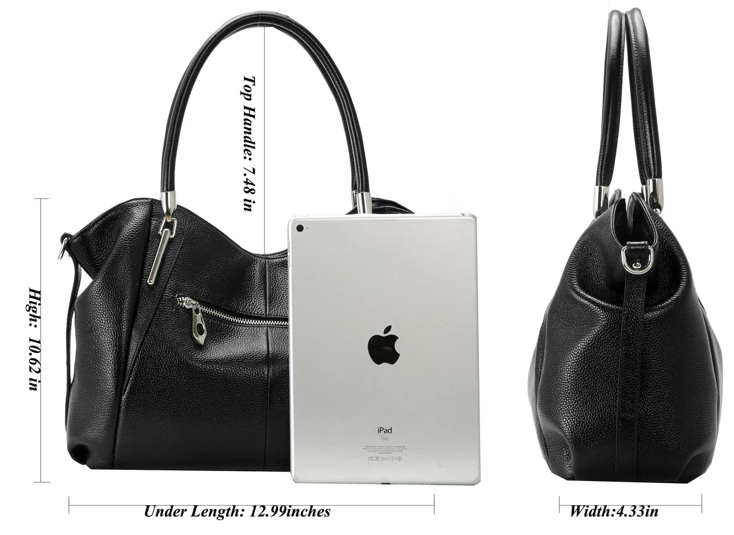 HESHE Purse for Women Shoulder Bags Tote Handbags Designer Fashion Purses and Handbags Hobo Satchel Bag Top Handle Bags (Black)