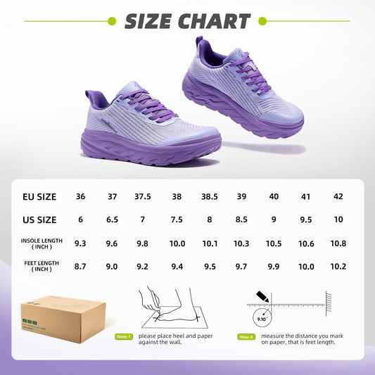 Women's Orthopedic Diabetic Wide Sneakers: Soft Arch Support Recovery Heel Spur Standing Sneakers, Fashion Plantar Fasciitis Hammer Toes Flat Feet Thick Sole Sports Shoes Purple Size 9