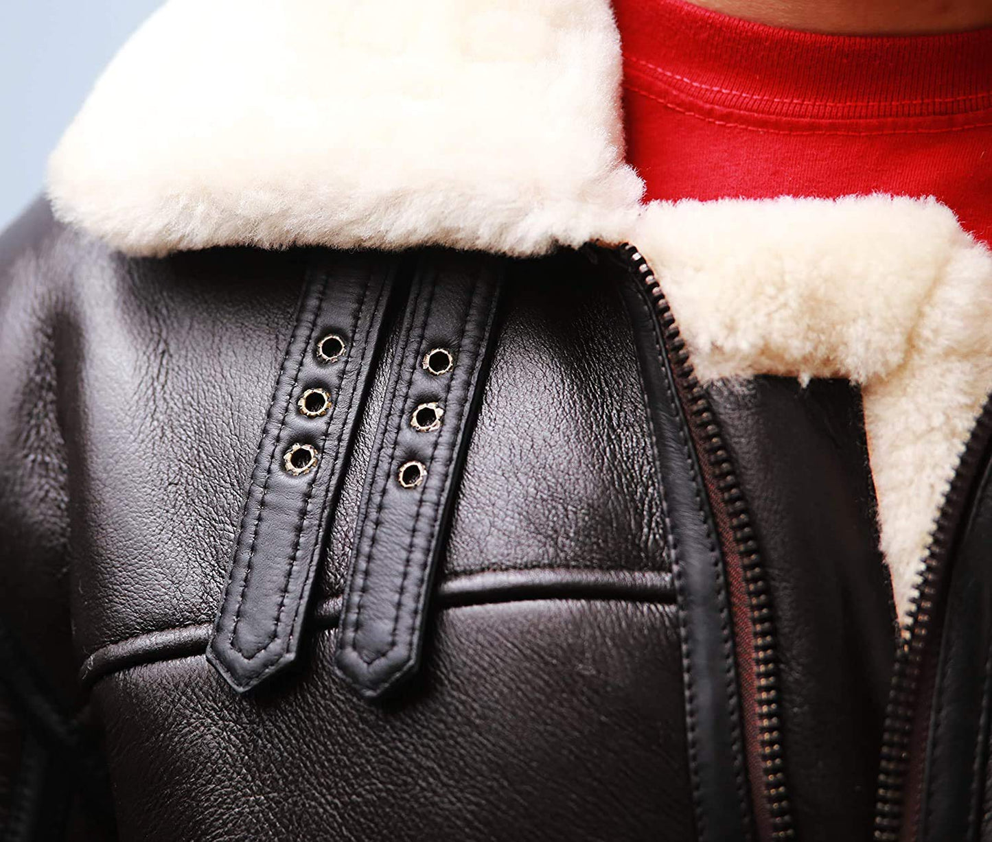 MARCO ENZOLANI B3 Bomber Jacket Aviator Real Shearling B3 Bomber Jacket Winter (Brown, 2xl)