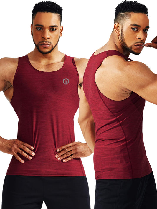 NELEUS Men's 3 Pack Compression Tank Top Tight Muscle Shirts,5074,Light Green/Slate Gray/Red,US S,EU M