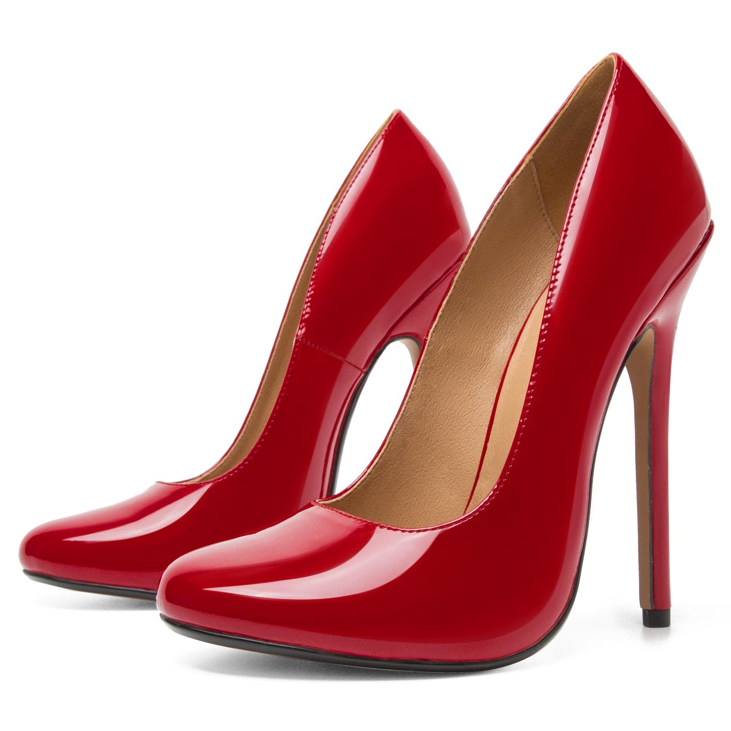 Unisex Men's Women's Round Toe High Heels Stiletto Pumps Dress Party Shoes(BLP13 Red 11)