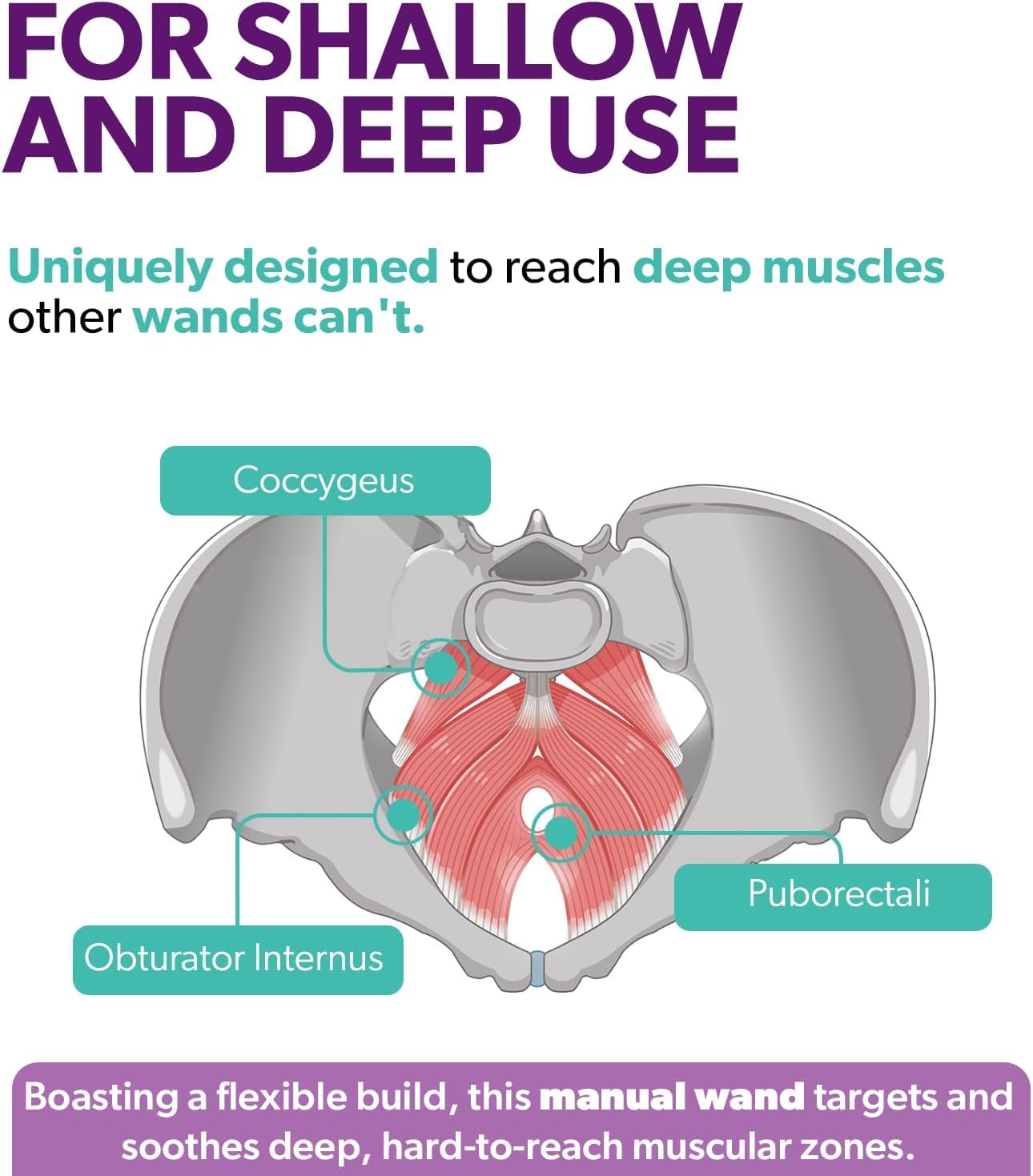 IntimateRose Pelvic Wand, Pelvic Floor Muscle Trigger Point Massager, Perineal Massage Tool for Pelvic Physical Therapy & Pain Relief, BPA-Free, Latex-Free, Standard