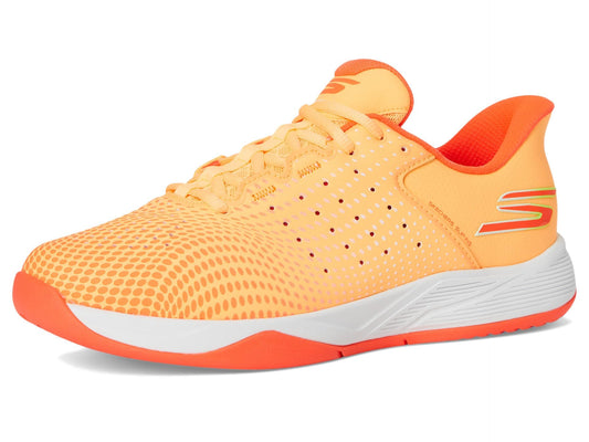 Skechers Women's Viper Court Reload Hands Free Slip-Ins Sneaker, Peach, 9.5