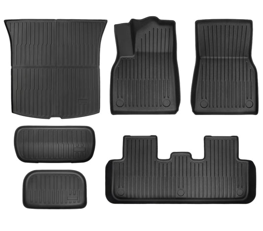 Maysoo 2025 2026 New Tesla Model Y Juniper Floor Mats Set Set of 6 Mats All Weather TPE Non-Slip Floor Liners and Front and Rear Trunk Liner (Only for Tesla Model Y Juniper)