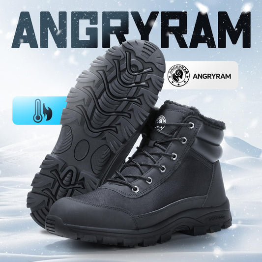 ANGRYRAM Winter Steel Toe Boots for Men Women Comfortable Warm Faux Fur Slip Resistant Snow Work Boots