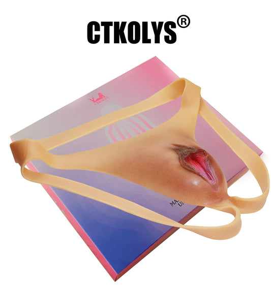 CTKOLYS Men's Camel Toes Panty Hiding Gaff Silicone Double Thong for Crossdresser Transgender 1G 2G Cyber Skin,Color1 has hair,One Size