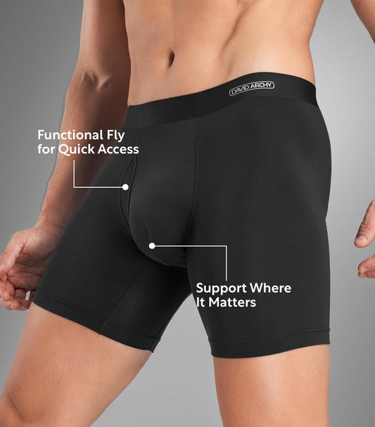 DAVID ARCHY Mens Underwear Silky Soft Second Skin Modal Boxer Briefs Waistfree Seamless Waistband Underwear for Men Pack of 4 (M, Black)