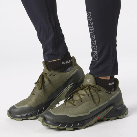 Salomon Men’s Alphacross 5 Gore-Tex, Waterproof Trail Running Shoes - Olive Night/Black/Deep Lichen Green - 7 Medium