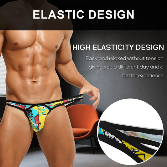 Men’s Thong Sexy Underwear Ice Silk Thong Athletic Supporter for Man, 1961DK-YY-1Pack, Small