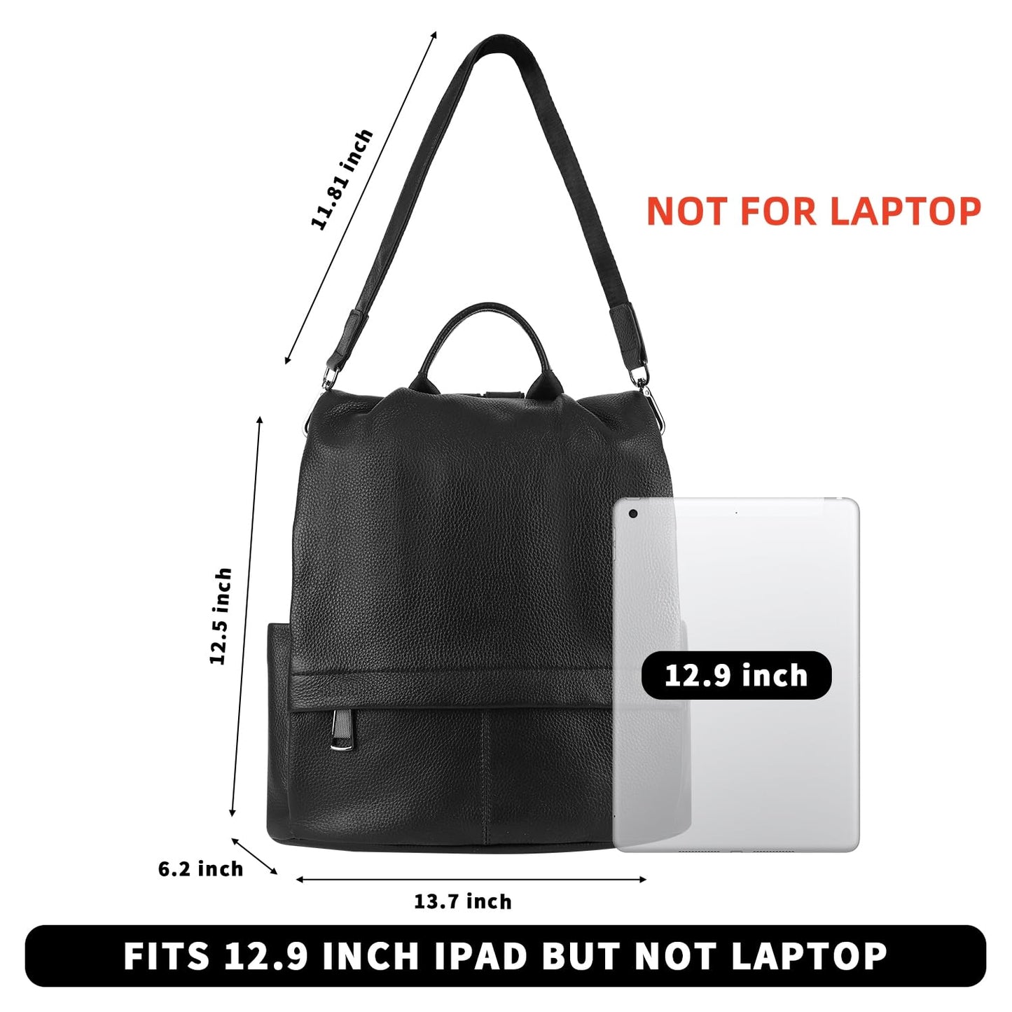 Wesccimo Genuine Leather Backpack Purse For Women Antitheft Real Soft Fashion Designer Convertible Shoulder Bag Black