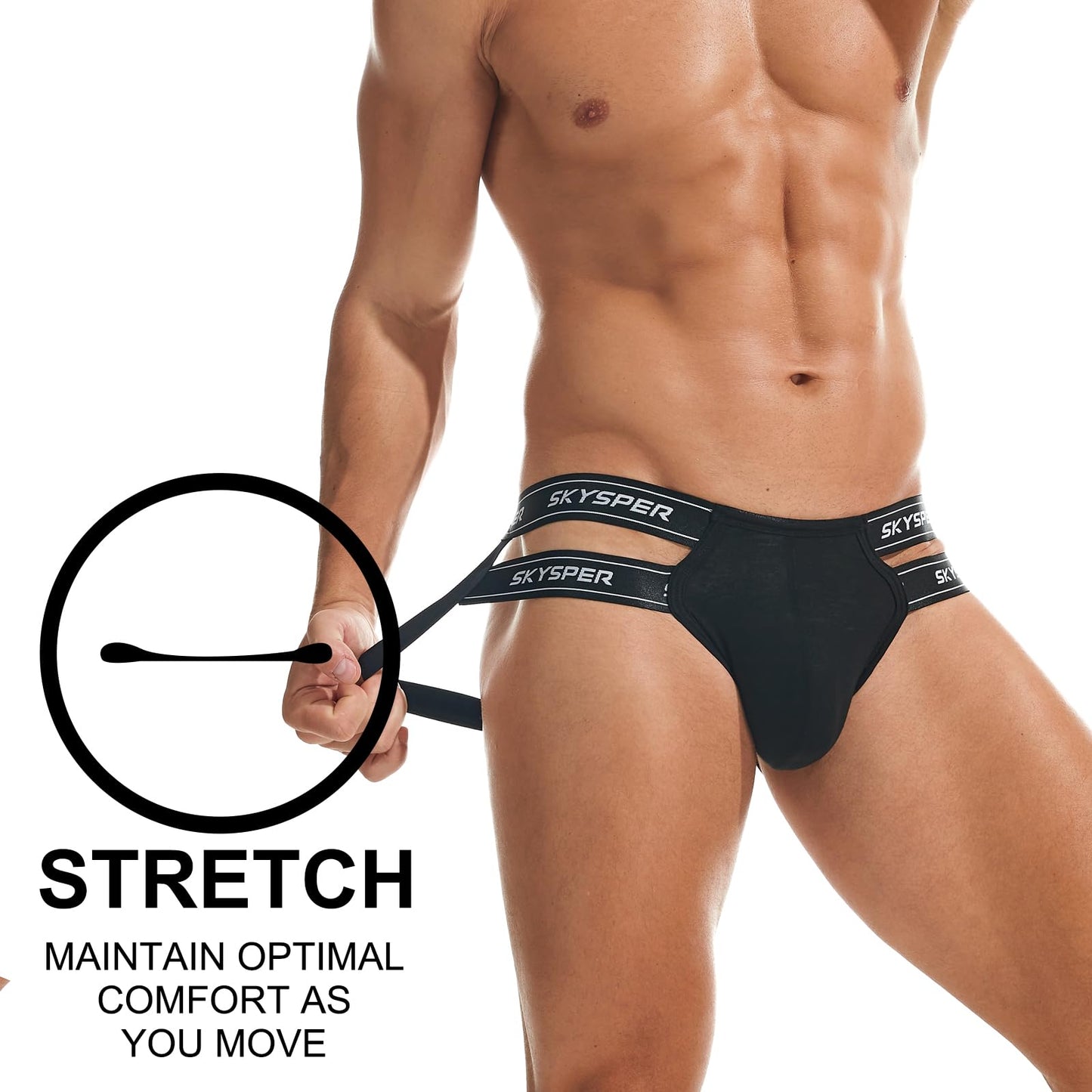 SKYSPER Men's Jock Strap Athletic Supporter For Men Sexy Jockstrap Male Underwear, Fc2-black, Small