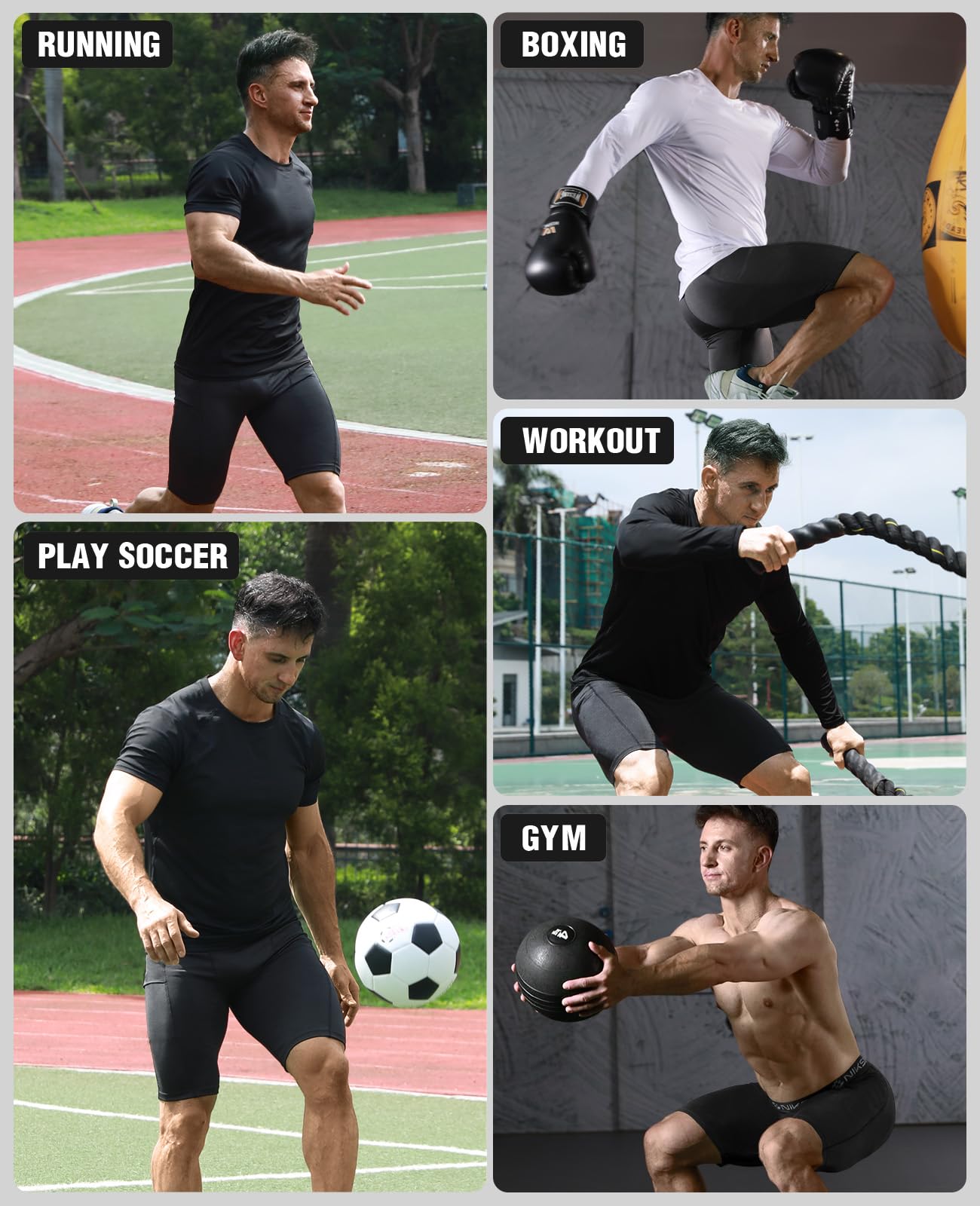 4 Pack Compression Shorts Men with Pocket, Spandex Running Shorts Sport Athletic Workout Performance Underwear