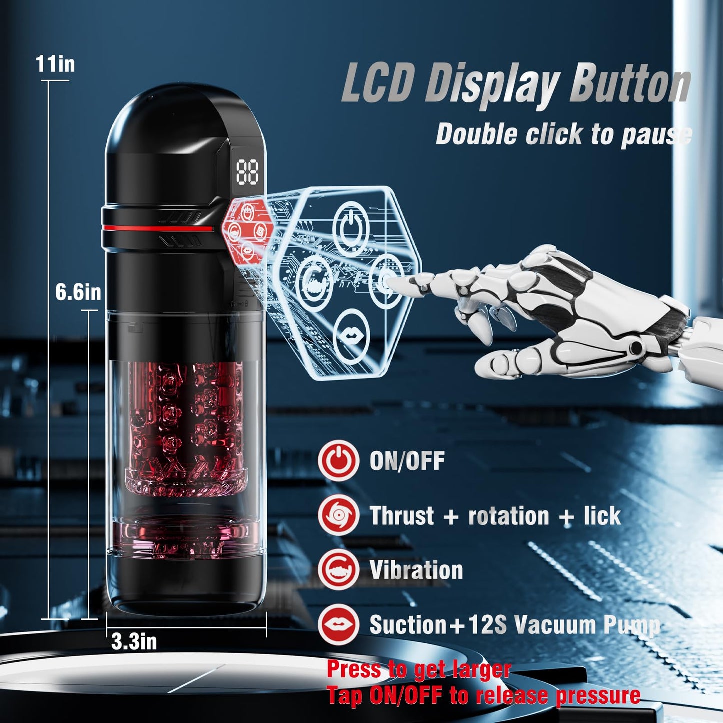 Mrgras Male Masturbator Penis Pump - Male Sex Toys for Men with Upgrade 12 S Vacuum Pump & 7 Thrusting Rotating Vibrating Sucking Licking LCD Adult Toys Mens Sex Toys Pumps & Enlargers
