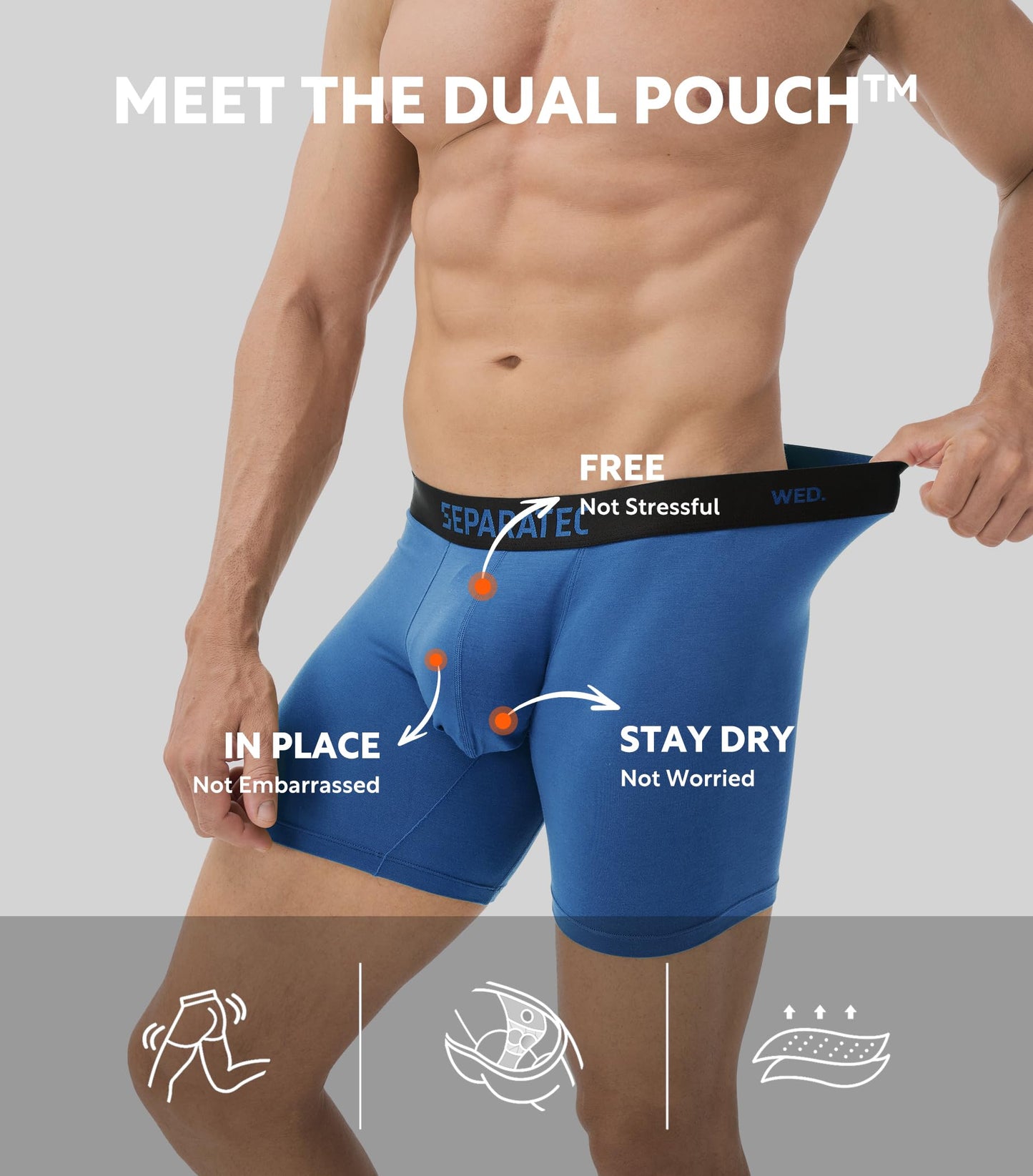 Separatec Dual Pouch Mens Underwear Breathable Cooling Rayon Made from Bamboo Underwear Men, Boxer Briefs and Trunks 7 Pack(M,Assorted Colors)