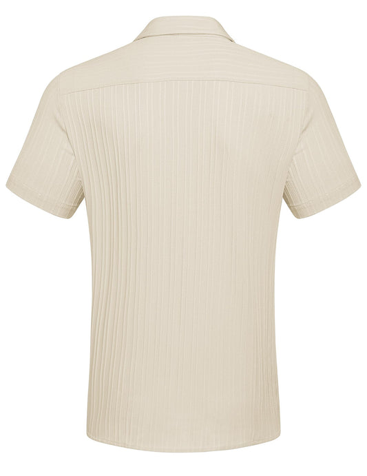 COOFANDY Men's Summer Linen Shirts Short Sleeve Button Down Shirts for Men Fashion Beach Casual Shirt Beige