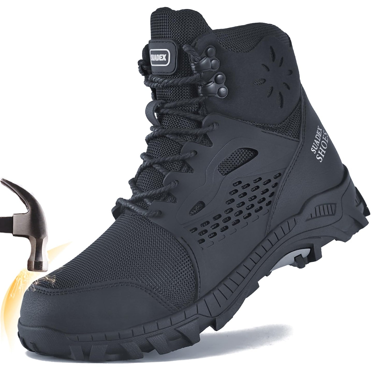 SUADEX Steel Toe Boots for Men Women Waterproof Arch Support Work Construction Indestructible Safety Boots