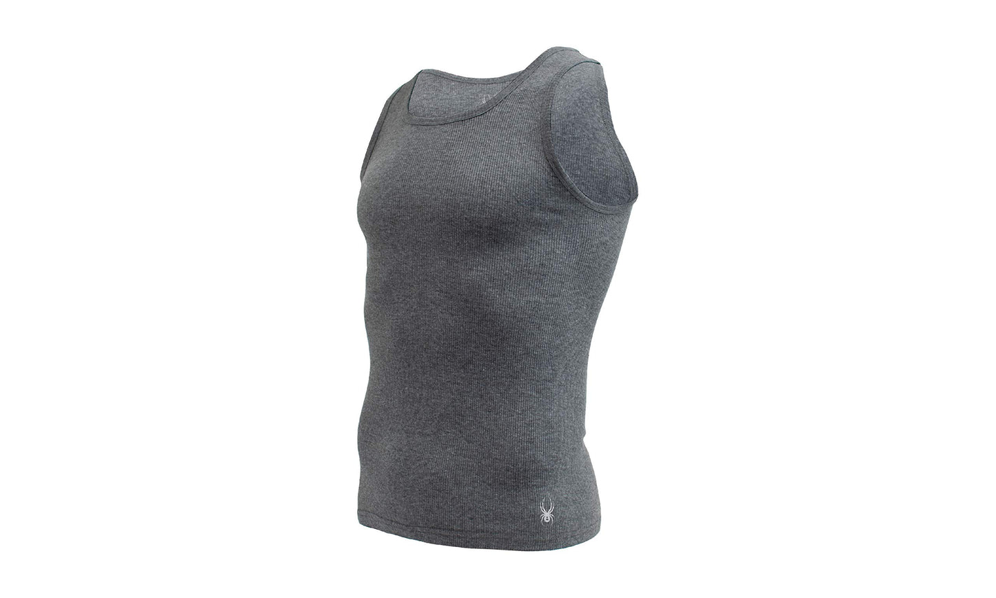 Spyder Mens Pro Cotton Pro Stretch Tank Tops A Shirts (White/Grey/Black/Charcoal, Small)
