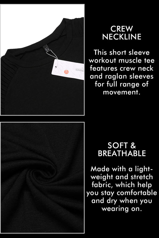 COOFANDY Mens Muscle Tops Lightweight Workout Short Sleeve T-Shirts Gym Sweat Tee Black XXXL