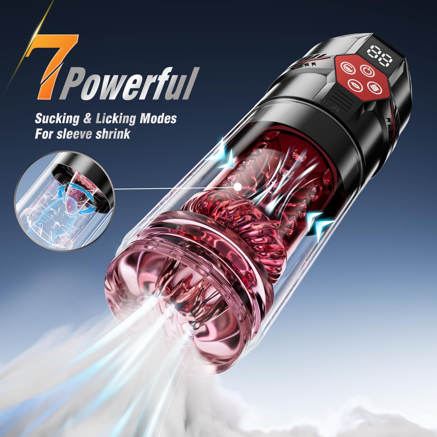 Mrgras Male Masturbator Penis Pump - Male Sex Toys for Men with Upgrade 12 S Vacuum Pump & 7 Thrusting Rotating Vibrating Sucking Licking LCD Adult Toys Mens Sex Toys Pumps & Enlargers