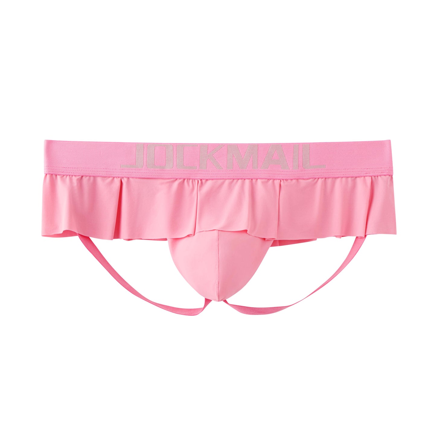 JOCKMAIL Mens Jockstrap Underwear Low Rise Ruffle Waistband Pouch Pink