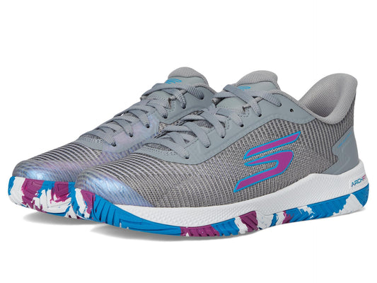 Skechers Women's Low-Top Sneakers, Grey Synthetic Textile Trim, 8.5