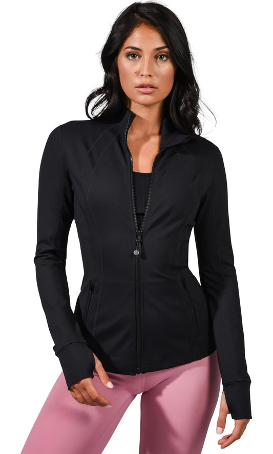 90 Degree By Reflex Women’s Lightweight, Full Zip Running Track Jacket - Black - XS