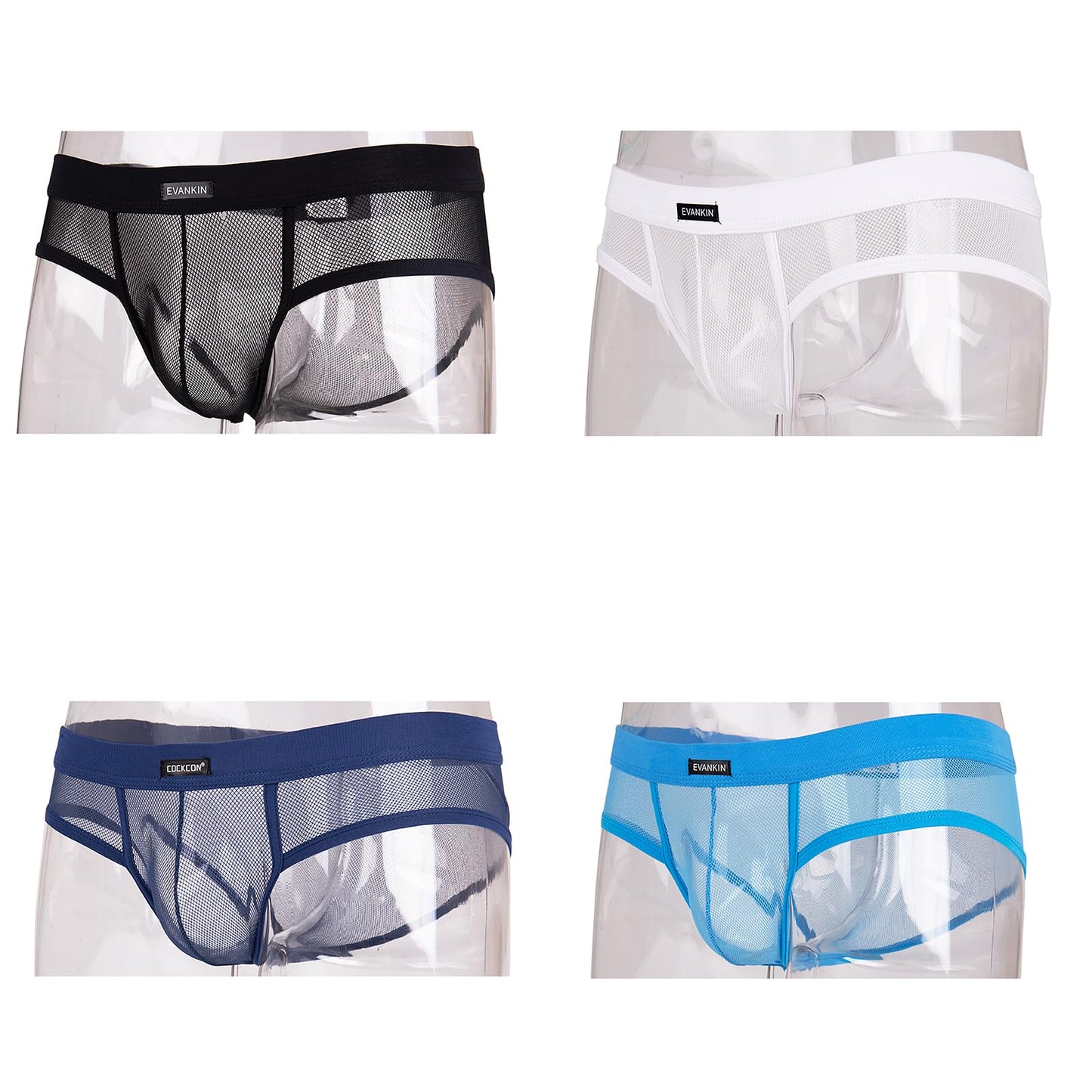 Evankin Men's Boxer Briefs Sexy Underwear Mesh Breathable Gay Low Rise Boxers(37BBNW, 4XL)