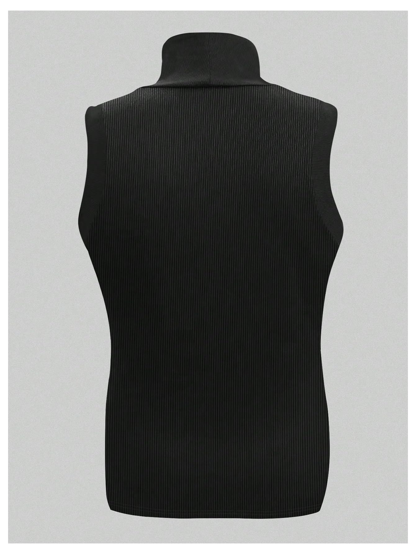 Milumia Men's Rib Knit Tank Top Sleeveless Mock Neck Casual Tops Streetwear Black Small