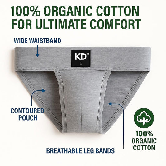 Athletic Supporter Jockstrap with Cup Pocket Organic Cotton (US, Alpha, Small, Regular, Regular, Grey - Pack of 2)