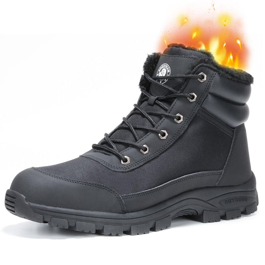 ANGRYRAM Winter Steel Toe Boots for Men Women Comfortable Warm Faux Fur Slip Resistant Snow Work Boots