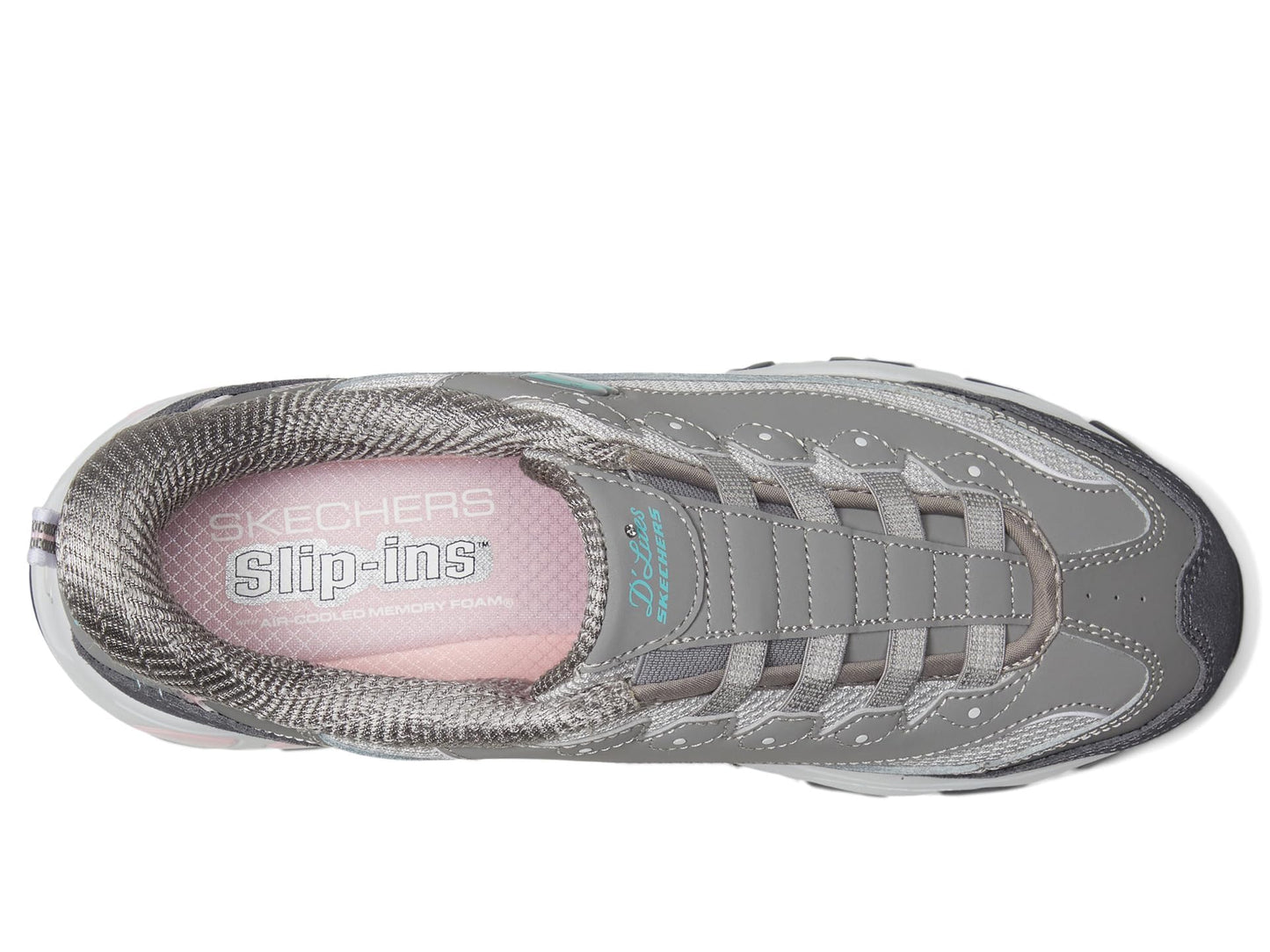 SKECHERS Womens D'Liteshands Free Slip-INS Grey Light Pink 5.5 Medium