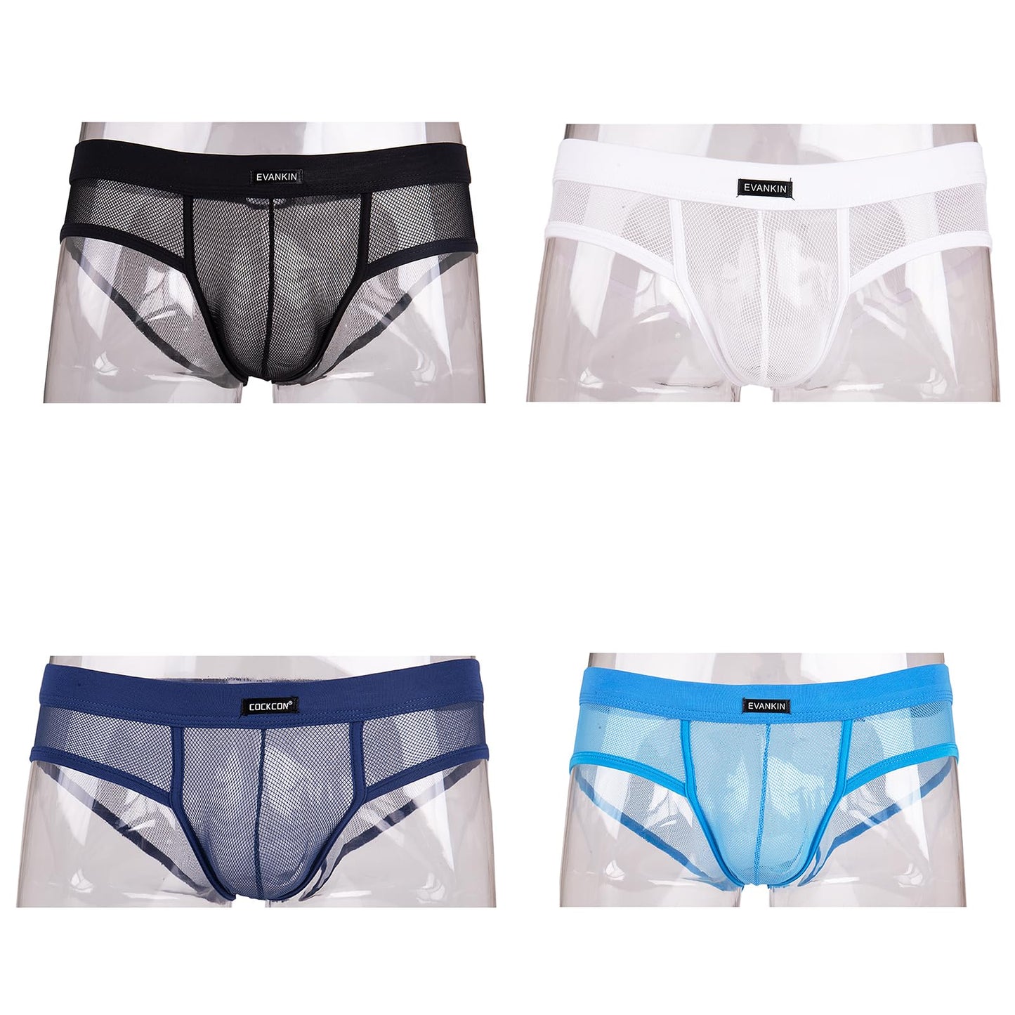 Evankin Men's Boxer Briefs Sexy Underwear Mesh Breathable Gay Low Rise Boxers(37BBNW, 4XL)