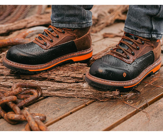 Men's 6" Heavy Duty Soft Toe Waterproof Work Boot GoodyearWelt Oil/Slip Resistant Dual-Density Comfortable Outsole Crazy Horse Leather EH Construction Industrial Safety Work Boots