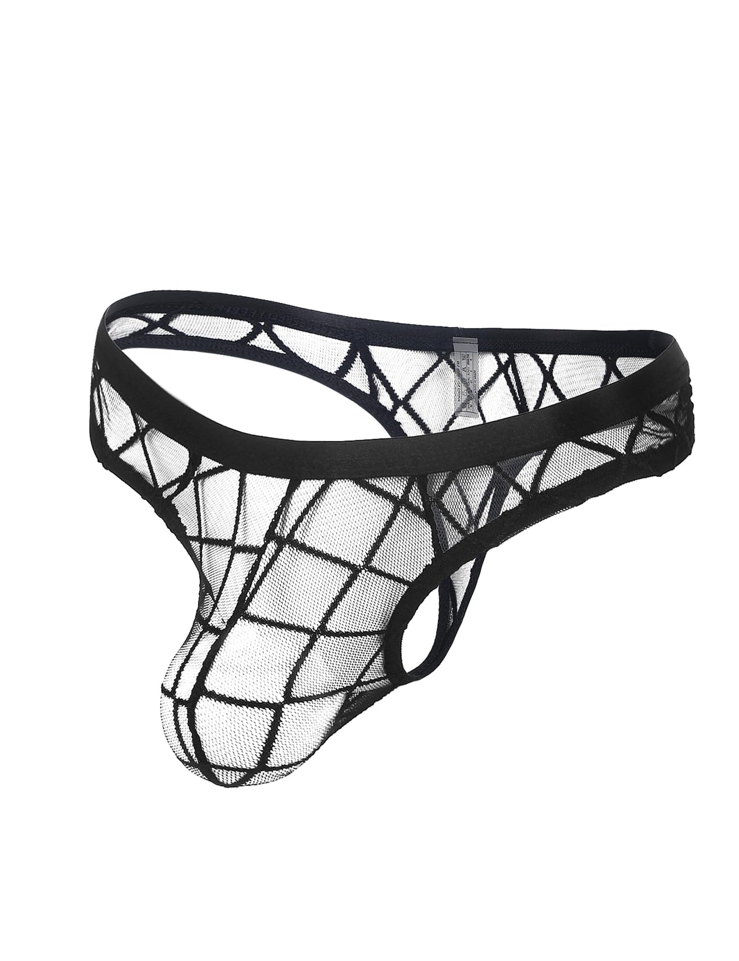 sunshinelady Mens Sexy Mesh Thong Low Rise G String T-Back See Through Underwear Black Breathable Panties for Men M