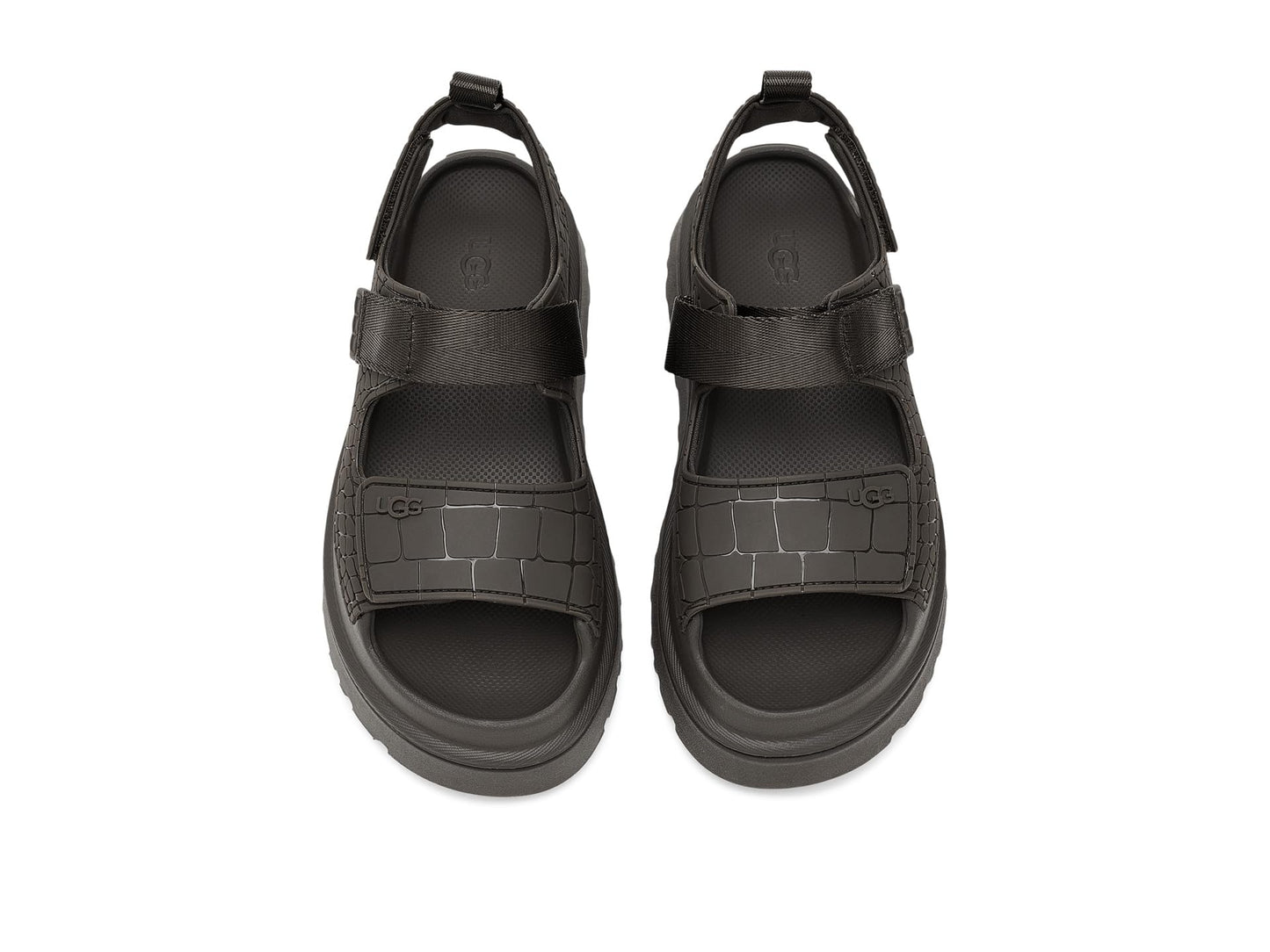 UGG Women's Goldenglow Embossed Sandal, Dense Smoke, 10