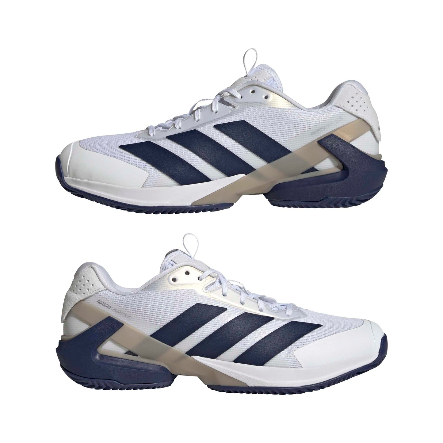 adidas Men's Adizero Ubersonic 5 Clay Tennis, White/Dark Blue/Silver Metallic, 11