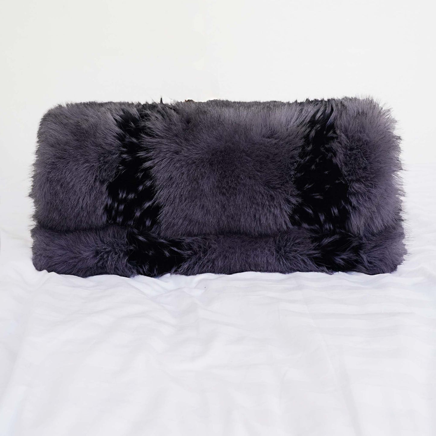 Fox Faux Fur Luxury Throw Blanket - Super Warm, Elegant & Cozy - 74"x90" Grey Washable Plush Blanket for Couch, Armchair & Bed