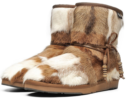 AUMU Women's Classic Mini Sheepskin Winter Boot Fur Boot Chestnut Size 7