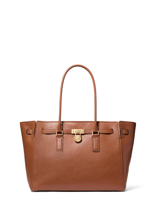 Michael Kors Hamilton Large Tote, Gold-Tone Hardware/Urbino Leather/Luggage