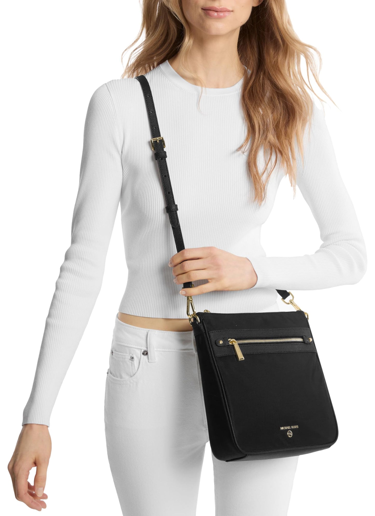 Michael Kors Jet Set Charm Large Crossbody Bag, Gold-Tone Hardware/Black, One Size