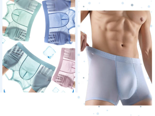 Men's Ice Silk Sexy Seamless Boxer Briefs Shorts Underwear,Underwear Comfortable Ultra-thin Breathable Male Underpants