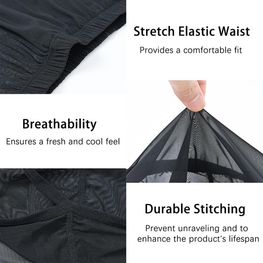 Mens Sexy Thong Low Rise See Through Underwear Mesh G-String Bikini Bulge Enhancing Ball Pouch Balck Orange 3XL