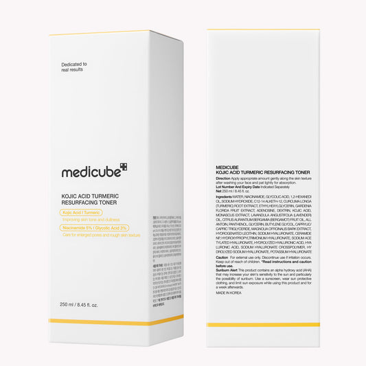 medicube Kojic Acid Turmeric Smoothing Toner for Face & Body | Lightweight Toner for Balancing Uneven Skin Tone & Texture | Niacinamide, Glycolic Acid for Clear Glass Skin | 8.45 fl.oz