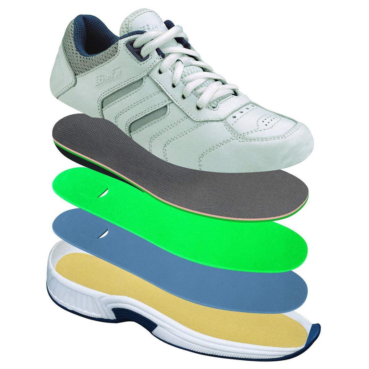 Orthofeet Men's Orthopedic White Leather Pacific Palisades Sneakers, Size 12