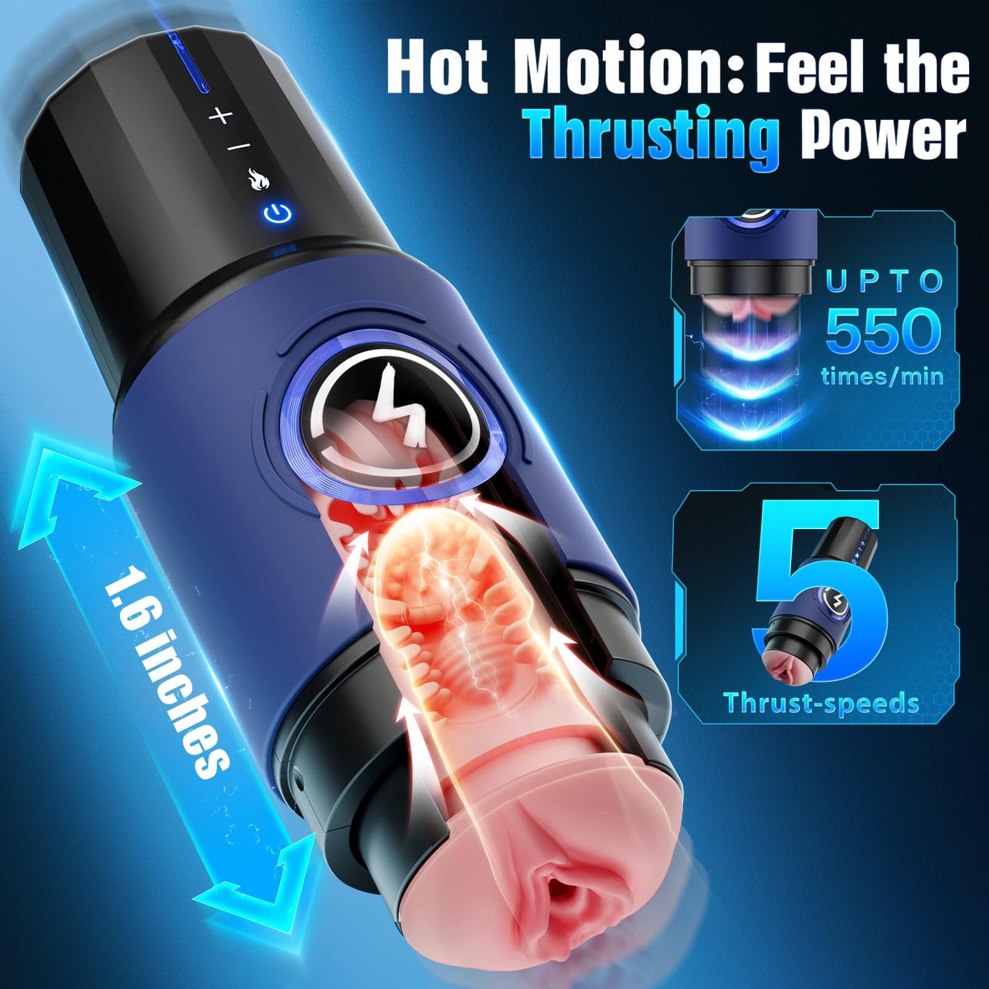 EINSEO Male Masturbator Sex Toys for Men - Thrusting Male Stroker with 360° Heating, 5-Speed Smooth Motion Blowjob Adult Men's Sex Toy, Silent Brushless Motor, Pocket Pussy Realistic Sleeve Penis Pump