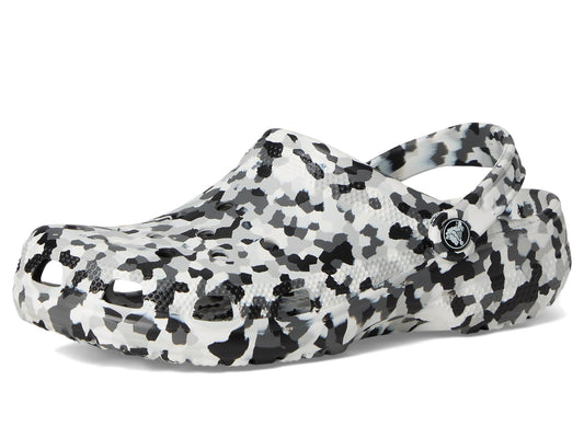 Crocs Unisex Classic Marbled Tie-Dye Clog, Black/White Confetti, 12 Women/10 Men, Medium