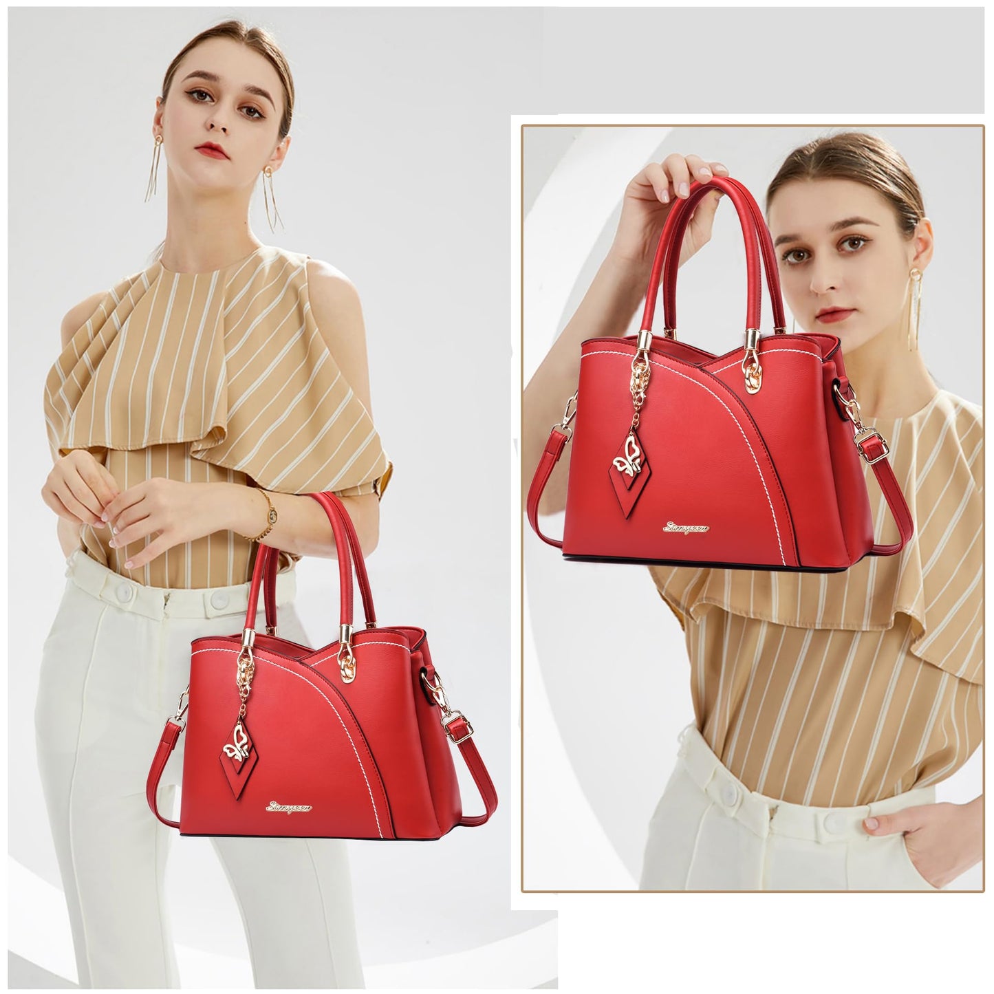 SiMYEER Satchel Purses and Handbags for Women Leather Crossbody Bags Shoulder Tote Bags