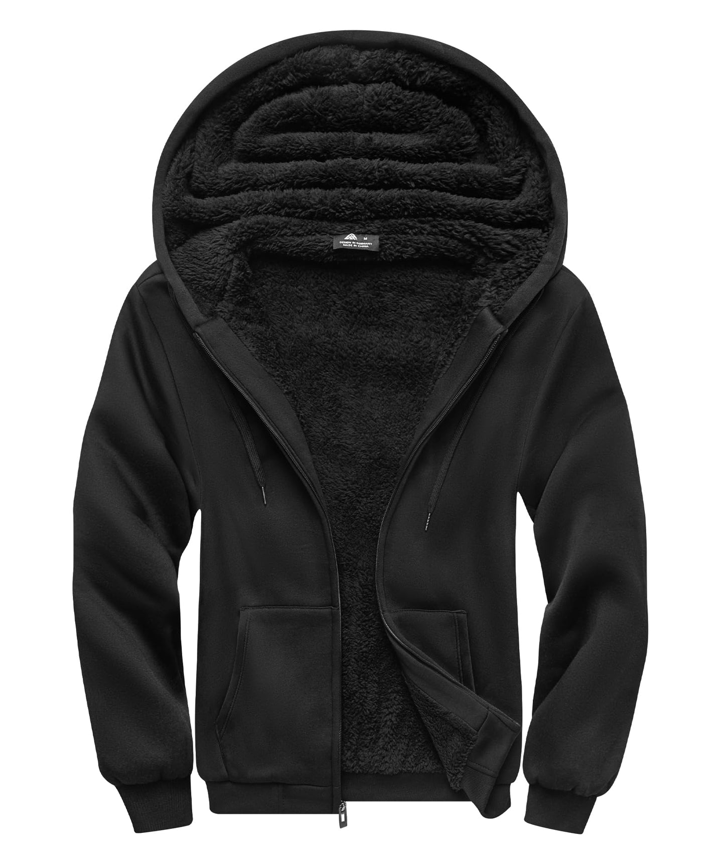 SCODI Hoodies for Men Heavyweight Fleece Sweatshirt - Full Zip Up Thick Sherpa Lined Hooded Sweatshirts Black XX-Large